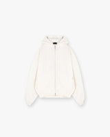 Waffle Zip Through Hoodie - Flat White