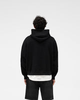 Waffle Zip Through Hoodie - Jet Black