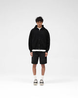 Waffle Zip Through Hoodie - Jet Black
