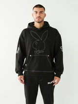 True Religion Relaxed Hoodie X Playboy Bunny Jet Black