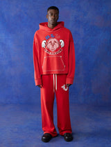 True Religion Blu X Track Pants Wide Leg Washed Red