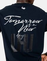 Les Hommes Box Print Navy T-Shirt