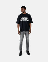 Les Hommes Glitter Print Black T-Shirt