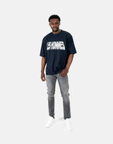 Les Hommes Glitter Print Navy T-Shirt
