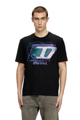 Diesel Slub cotton T-shirt with flocked logo