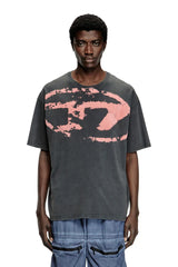 Diesel Acid-wash T-shirt with flocked Oval D logo