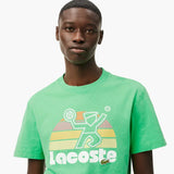 Washed Effect Tennis Print T-Shirt