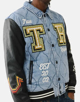 True Religion Quilted Varsity Denim Jacket