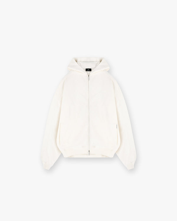 Waffle Zip Through Hoodie - Flat White