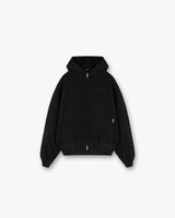 Waffle Zip Through Hoodie - Jet Black