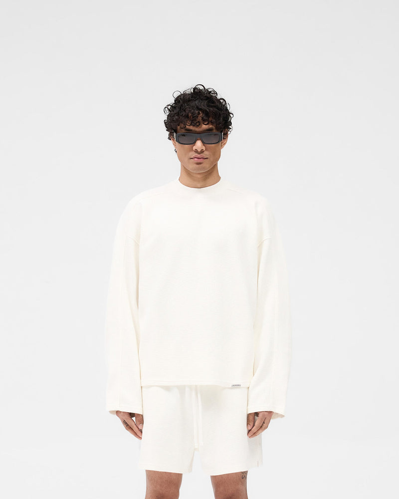 Waffle Long Sleeve T-Shirt - Flat White
