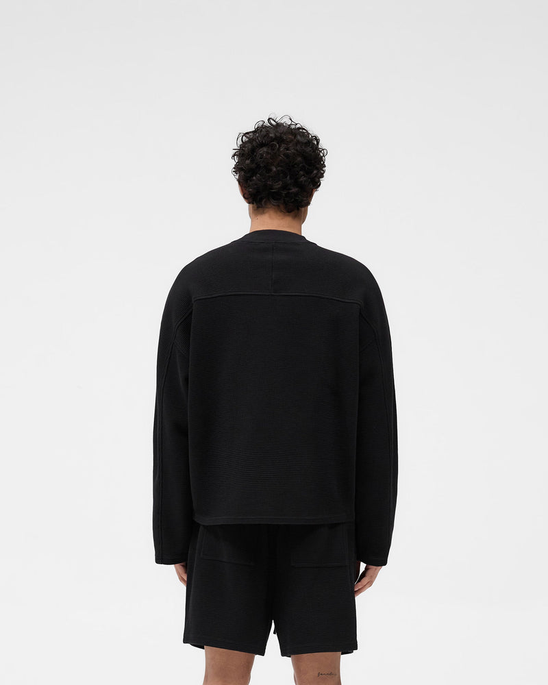 Waffle Long Sleeve T-Shirt - Black