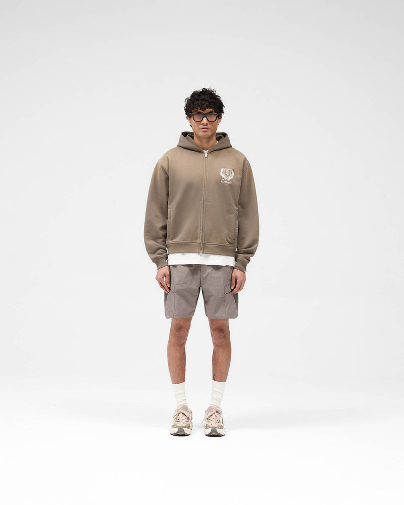 Crest Zip Up Hoodie - Dark Taupe
