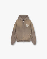 Crest Zip Up Hoodie - Dark Taupe