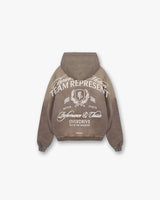 Crest Zip Up Hoodie - Dark Taupe