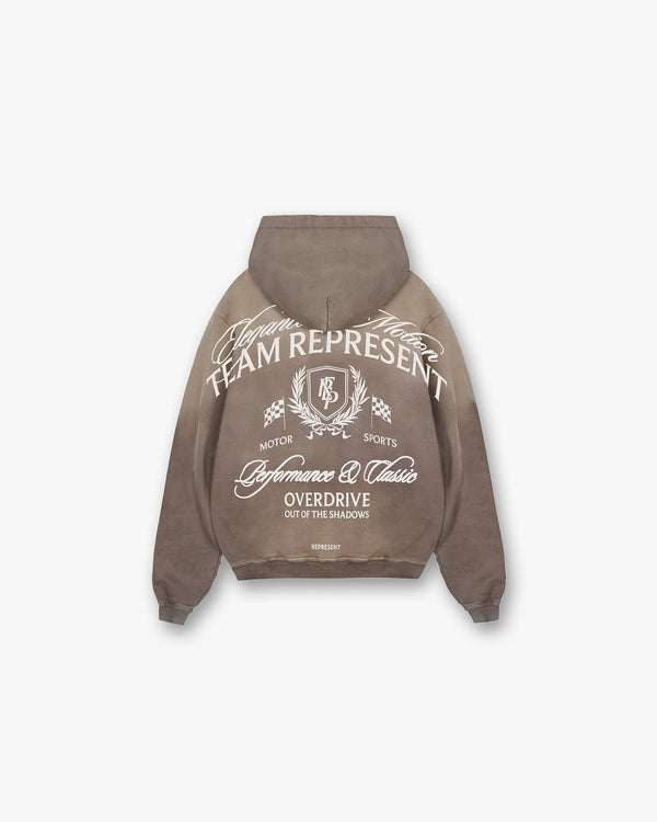 Crest Zip Up Hoodie - Dark Taupe