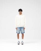 Waffle Zip Through Hoodie - Flat White