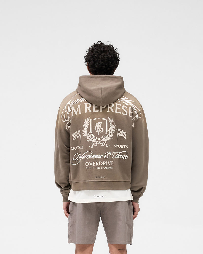 Crest Zip Up Hoodie - Dark Taupe