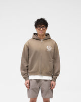 Crest Zip Up Hoodie - Dark Taupe