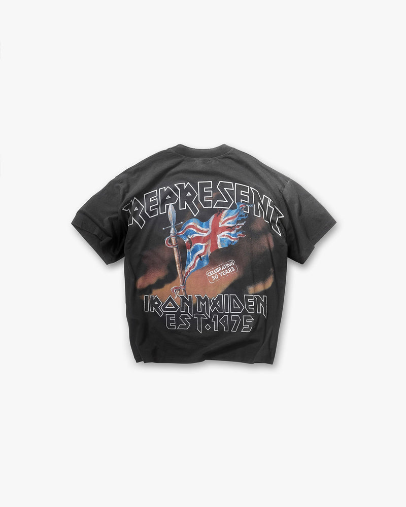 Represent X Iron Maiden Steed T-Shirt - Stained Black
