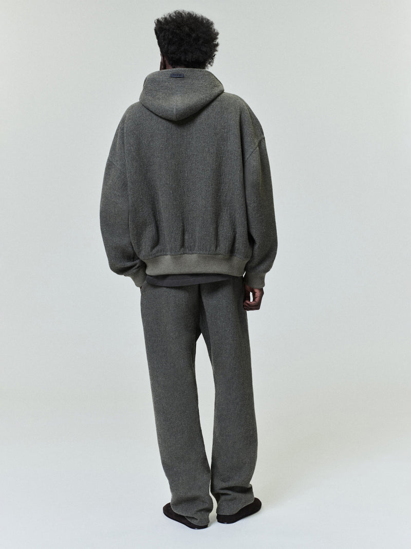 Textured Wool Zip Up Hoodie