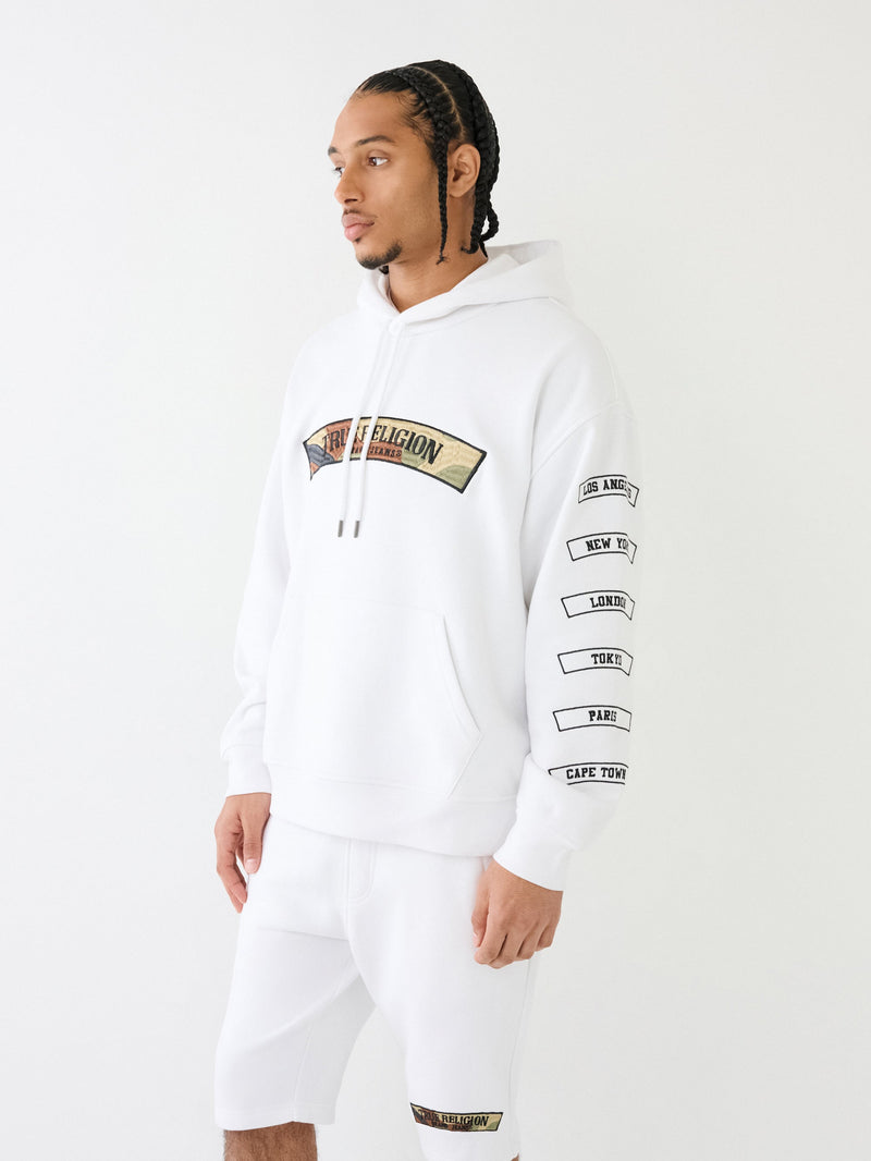 True Religion Relaxed Hoodie Embro Optic White