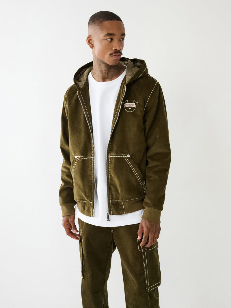 True Religion Jacket Big T Corduroy Hood Corduroy