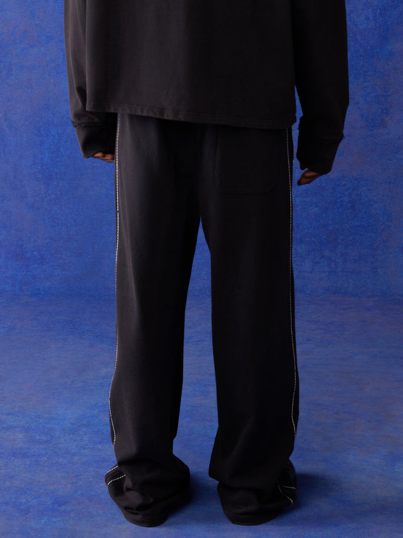 True Religion Blu X Track Pants Wide Leg Faint Black