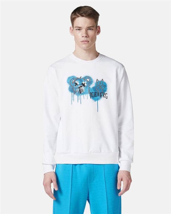 Iceberg Crewneck Sweatshirt With Classic Regular Fit And Bear Print