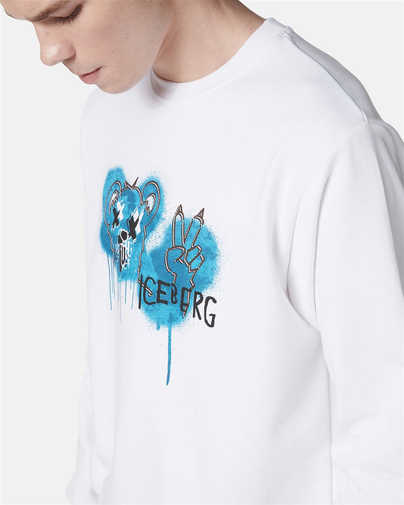 Iceberg Crewneck Sweatshirt With Classic Regular Fit And Bear Print