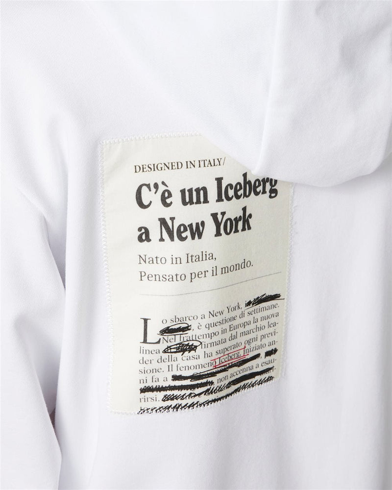Iceberg Relaxed Fit Cotton Hoodie With Newspaper Print