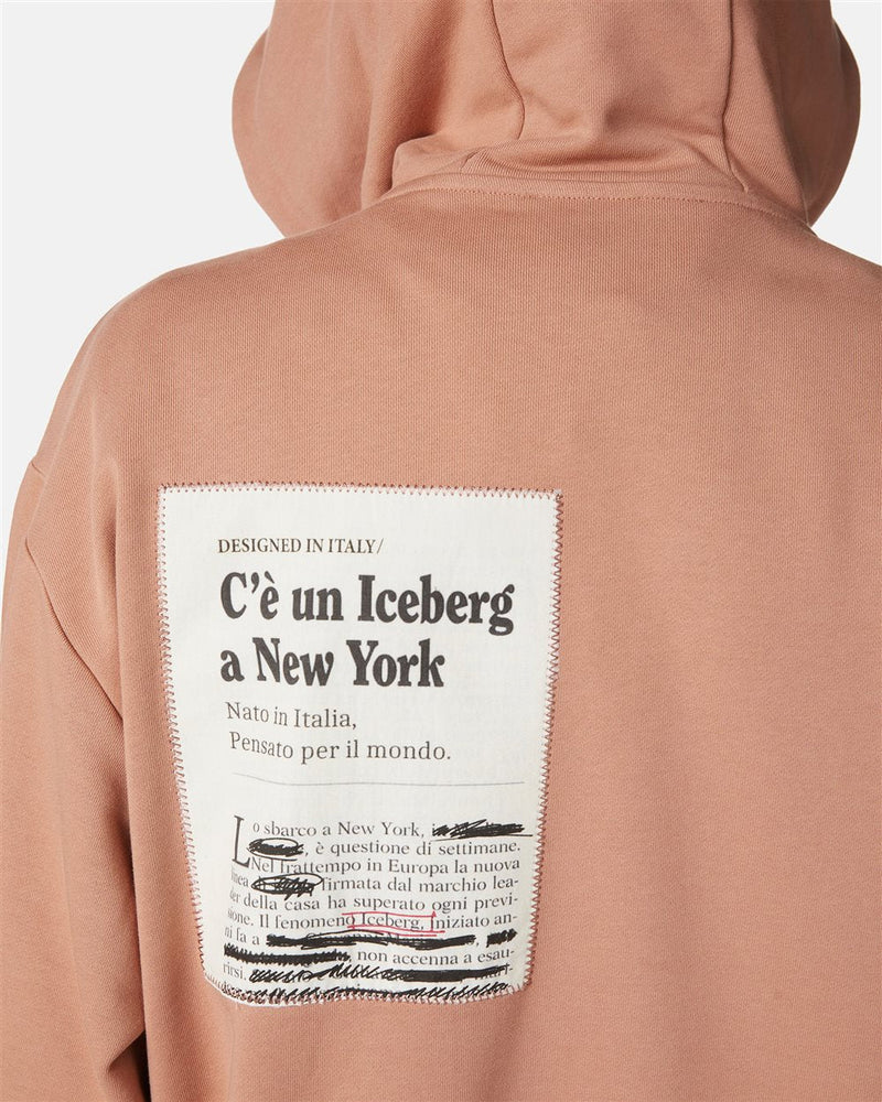 Iceberg Relaxed Fit Cotton Hoodie With Newspaper Print