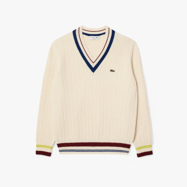 Tennis Style Carded Wool Sweater