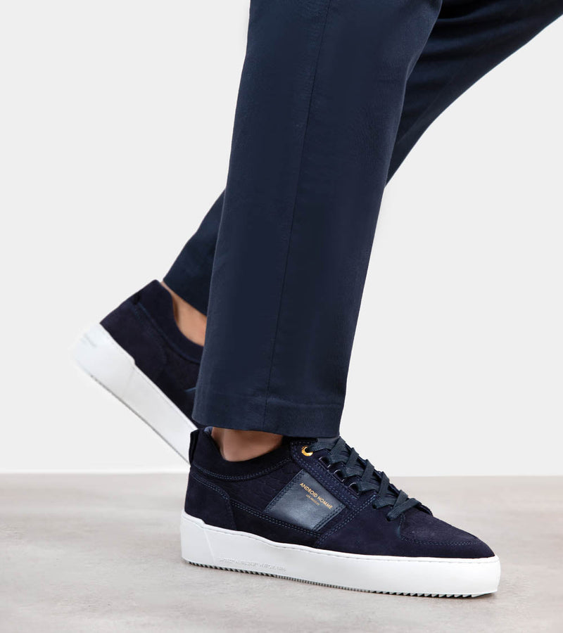 Android Homme Point Dume Low Navy Caiman Croc Emboss Suede AHP241-09
