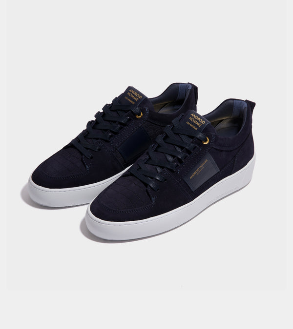 Android Homme Point Dume Low Navy Caiman Croc Emboss Suede AHP241-09