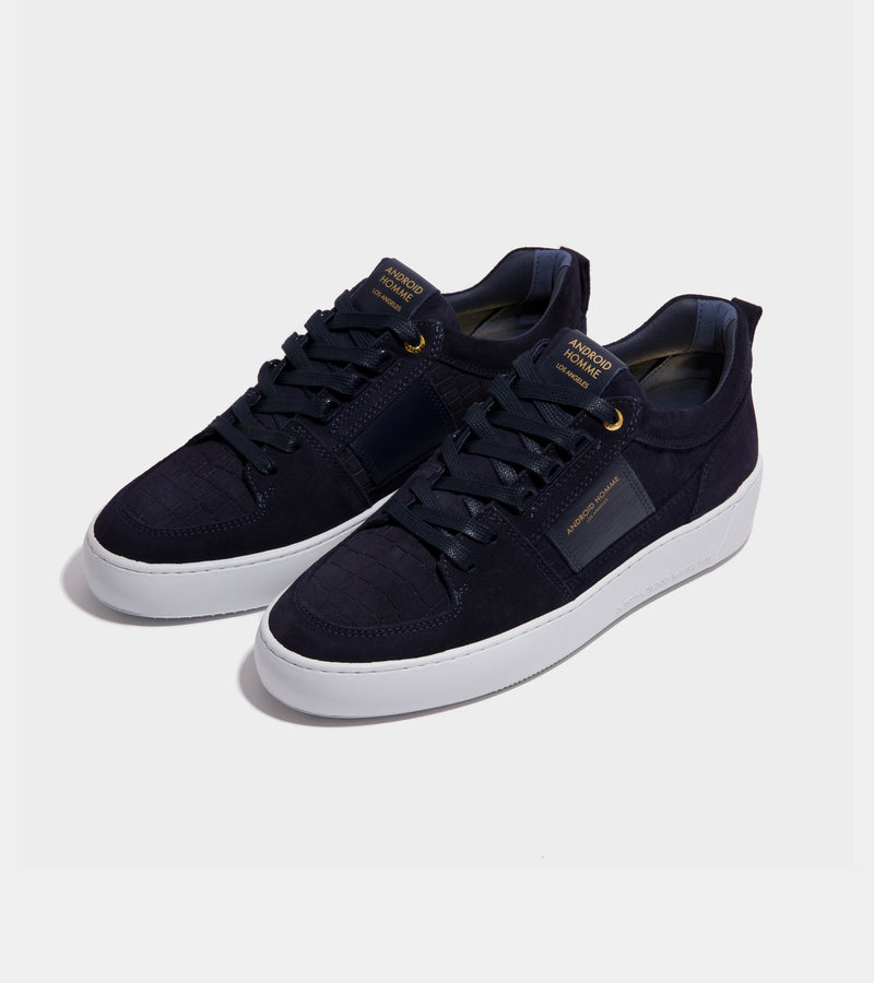 Android Homme Point Dume Low Navy Caiman Croc Emboss Suede AHP241-09