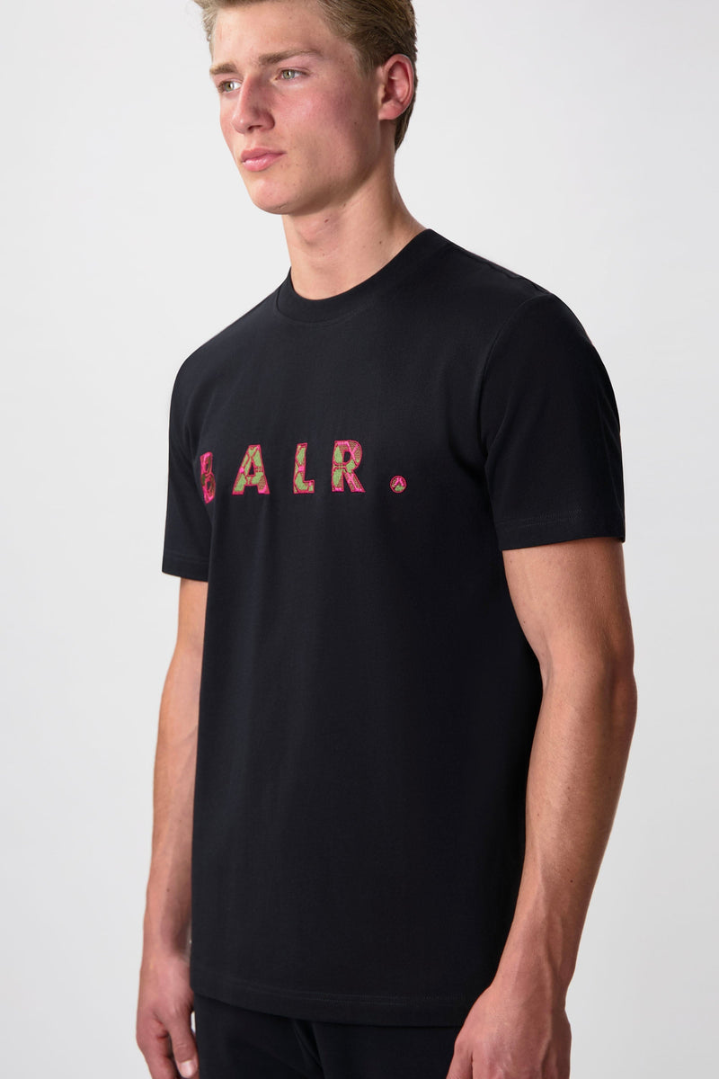 BALR. Monogram Embro Regular Fit T-Shirt Jet Black/Tibetian Red