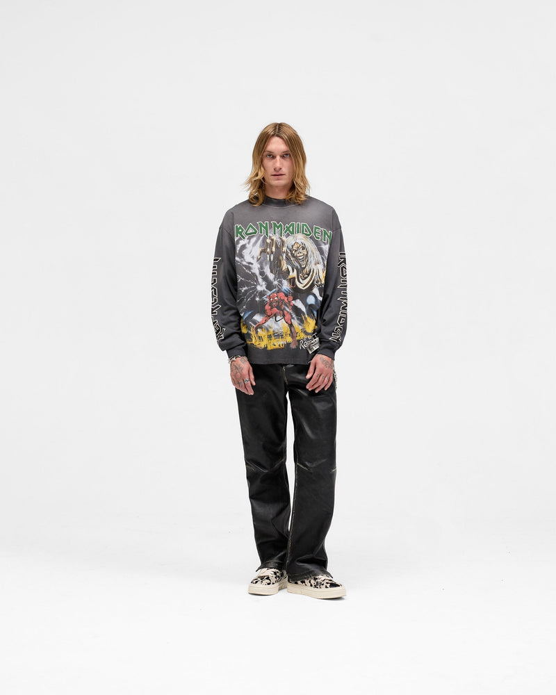 Represent X Iron Maiden Number Of The Beast Long Sleeve T-Shirt - Sunfade Grey