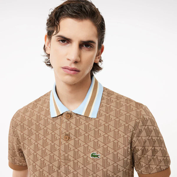 Lacoste Contrast Collar Monogram Polo Shirt