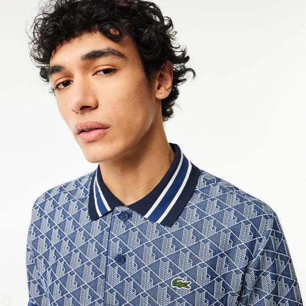 Lacoste Contrast Collar Monogram Polo Shirt