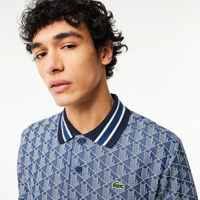 Lacoste Contrast Collar Monogram Polo Shirt