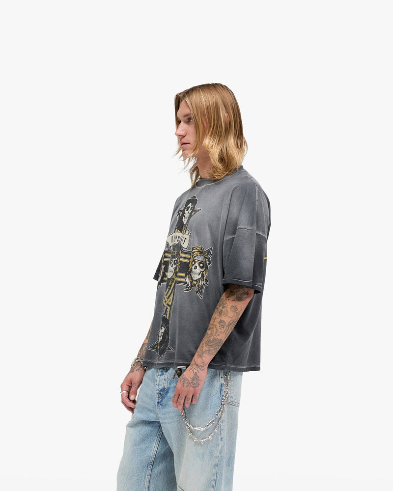 Represent X Guns N' Roses Cross T-Shirt - Stained Black
