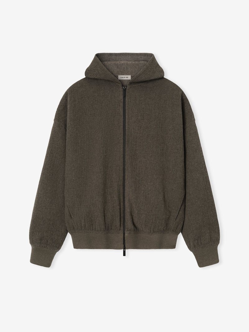 Textured Wool Zip Up Hoodie