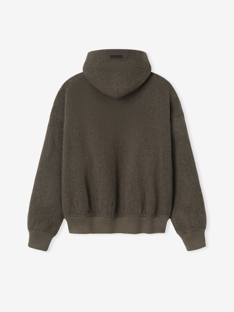 Textured Wool Zip Up Hoodie