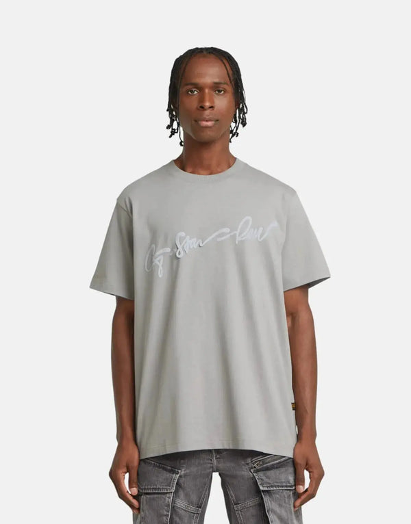 G-Star RAW Flock G-Script Grey Alloy Loose T-Shirt