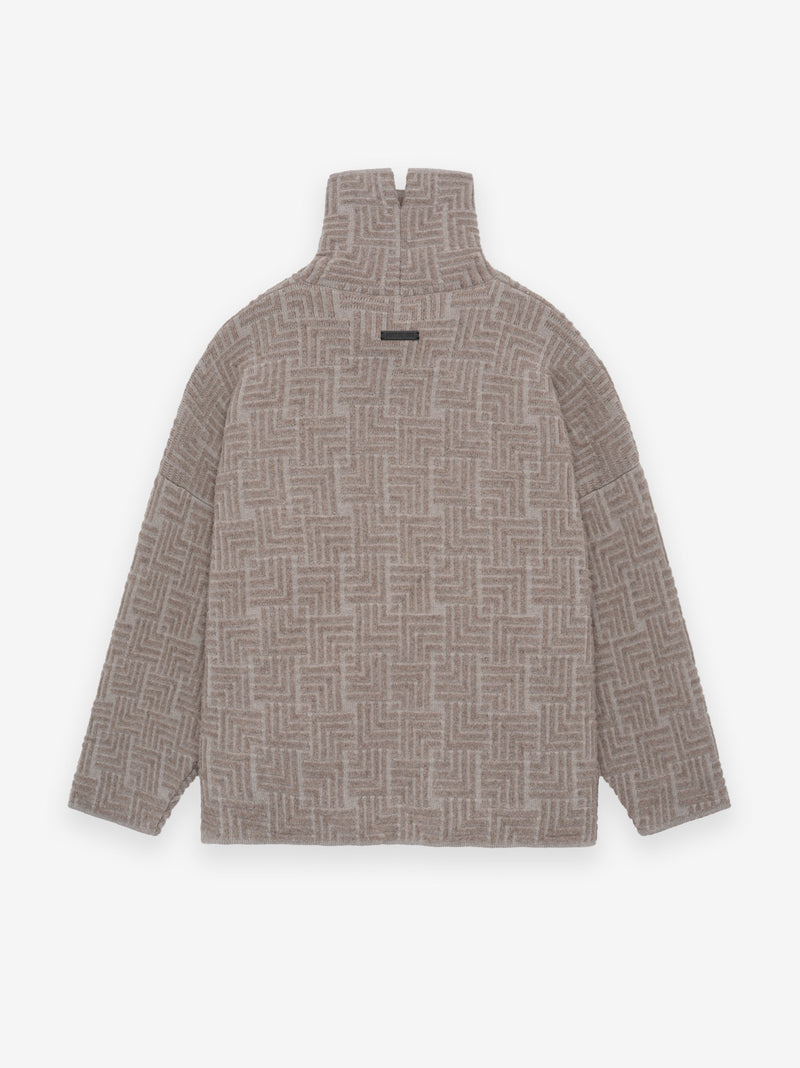 Wool Jacquard High Neck Sweater