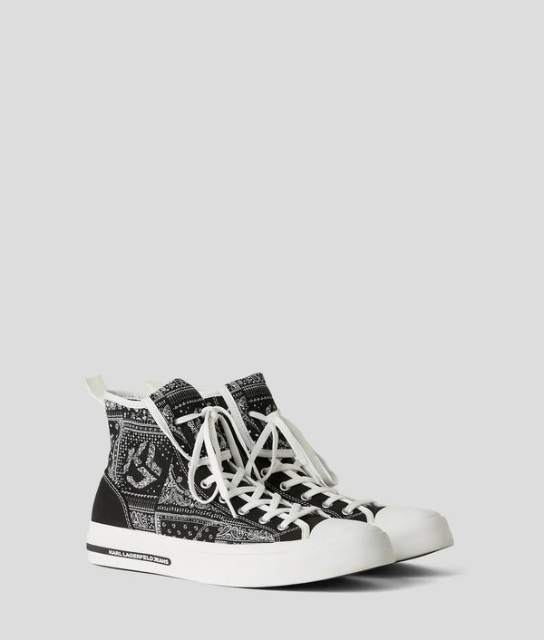 KARL LAGERFELD KLJ VULC BANDANA-PRINT HIGH-TOP SNEAKERS