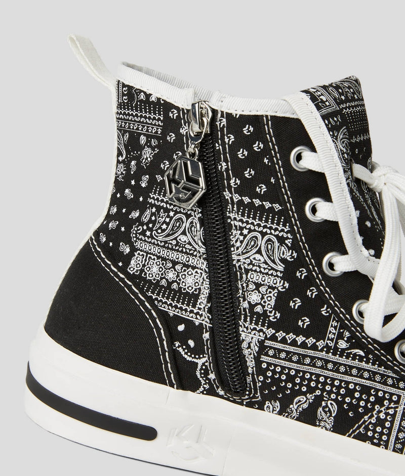 KARL LAGERFELD KLJ VULC BANDANA-PRINT HIGH-TOP SNEAKERS