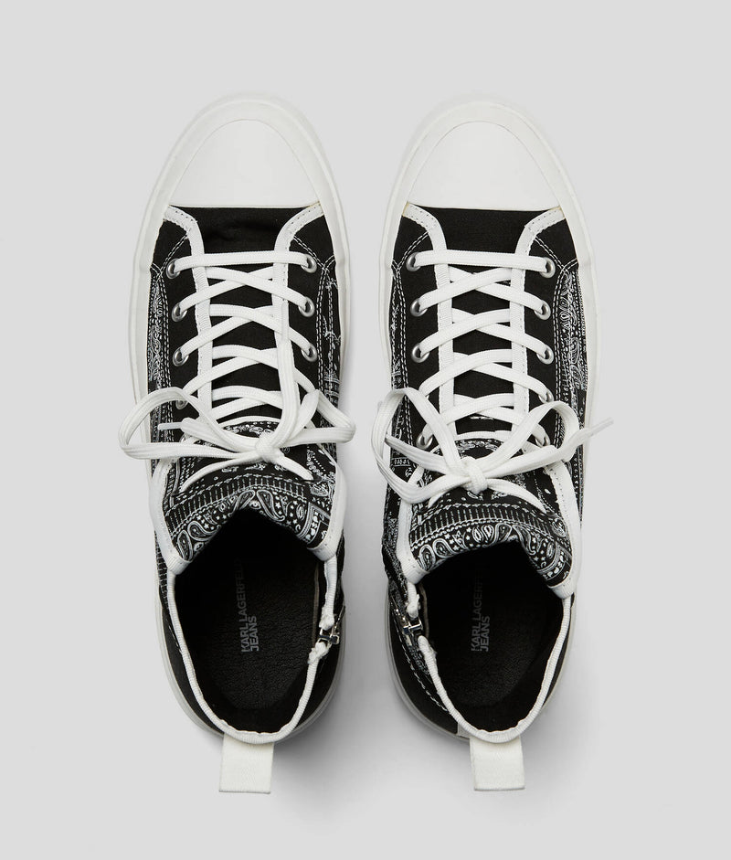 KARL LAGERFELD KLJ VULC BANDANA-PRINT HIGH-TOP SNEAKERS