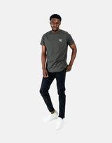 Les Hommes Arrow Back Print Mil Green T-Shirt